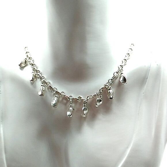 Twisted Teardrop Silver-tone Charm Necklace - Picture 13 of 14